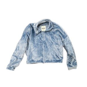 Blue Soft Touch 1/4 Zip Cropped Sweater